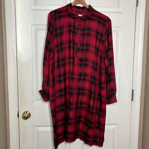 J. Jill Red and Black Plaid Midi Dress